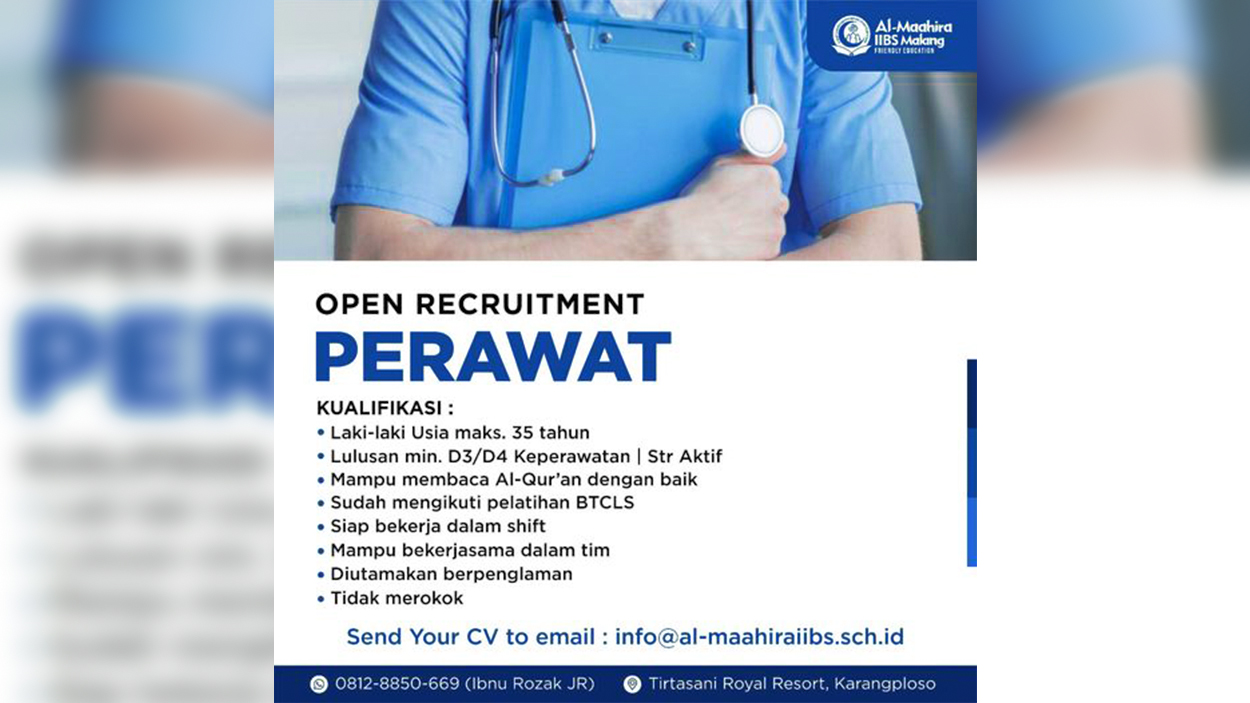 Lowongan Pekerjaan Malang Perawat di Al-Maahira IIBS
